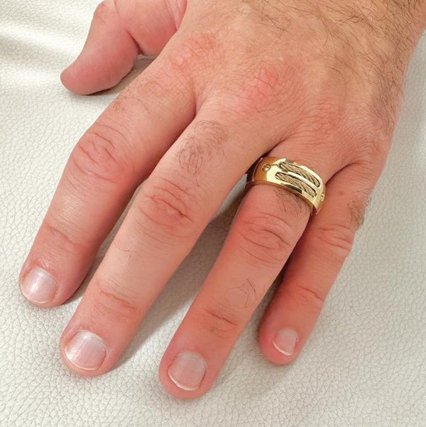 תמונת מוצר ראשית טבעת גברים צבע זהב דגם ג׳ימי
